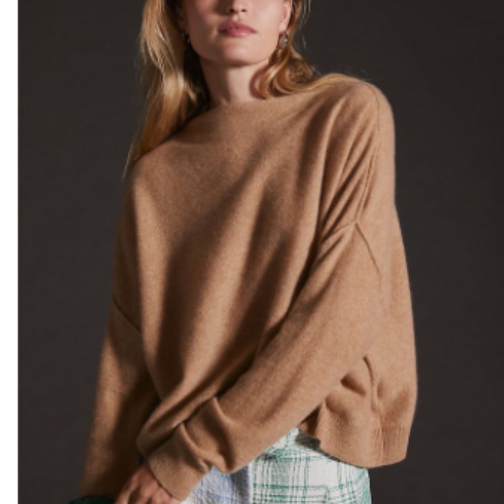 Anthropologie Mock Neck, 100% cashmere peachy- XS Alani sweater